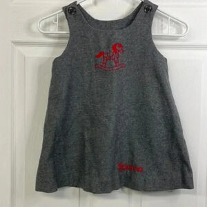 Vintage Girls Wool Dress Brianna Rocking Horse Embroidered